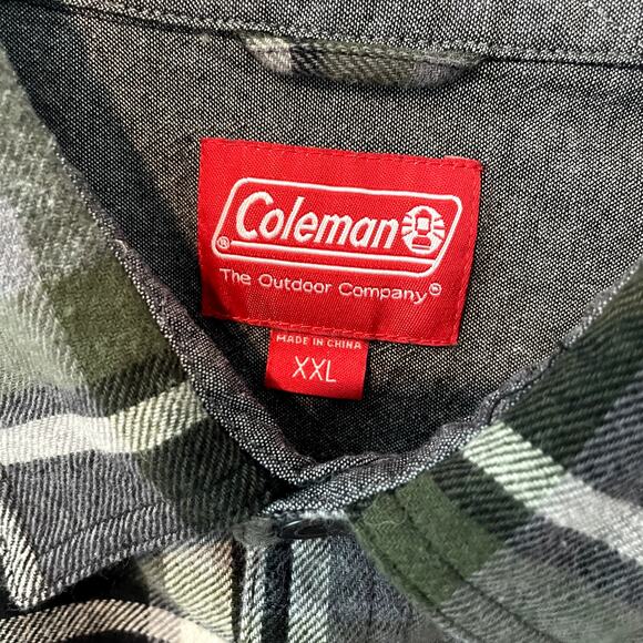 Coleman Plaid Gray Black Green Flannel Shirt Sz XXL - Picture 5 of 6